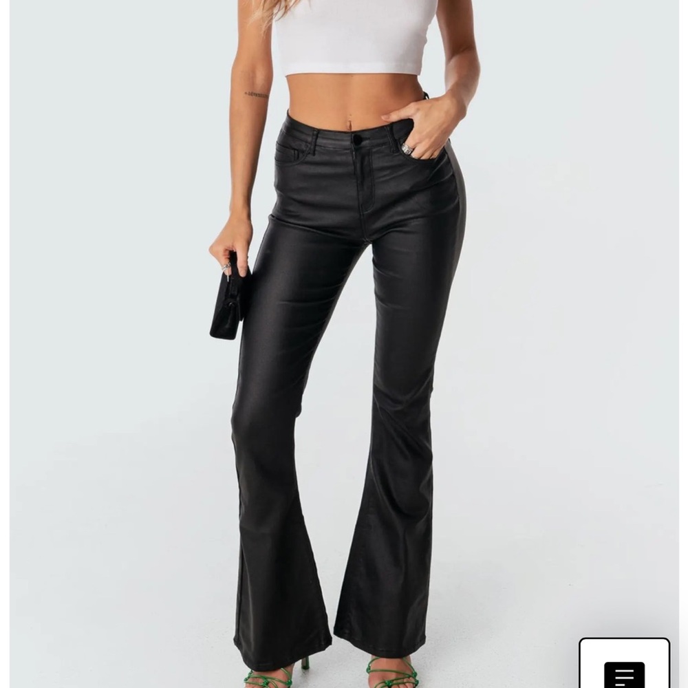 Edikted Luna Faux Leather Flare Leg Pants